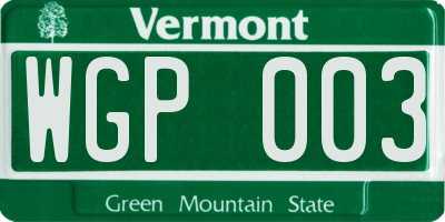 VT license plate WGP003