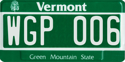 VT license plate WGP006