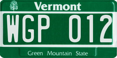 VT license plate WGP012