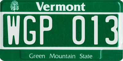 VT license plate WGP013