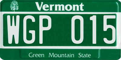 VT license plate WGP015