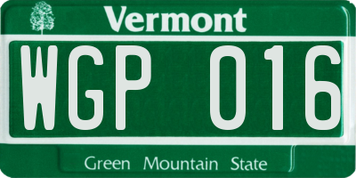 VT license plate WGP016