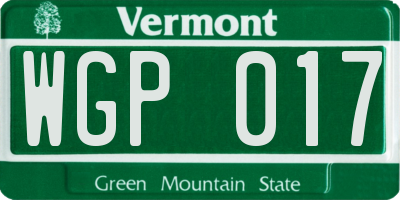 VT license plate WGP017