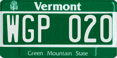 VT license plate WGP020
