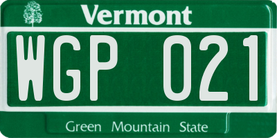 VT license plate WGP021