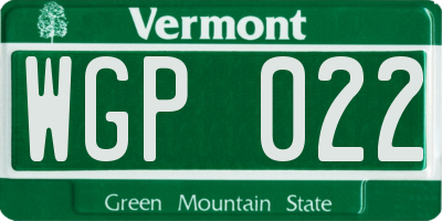 VT license plate WGP022
