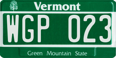 VT license plate WGP023