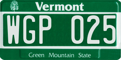 VT license plate WGP025