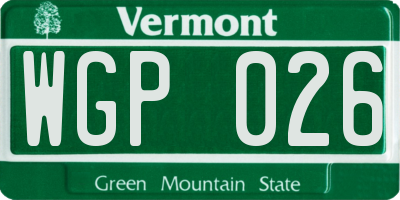 VT license plate WGP026