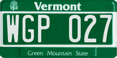 VT license plate WGP027