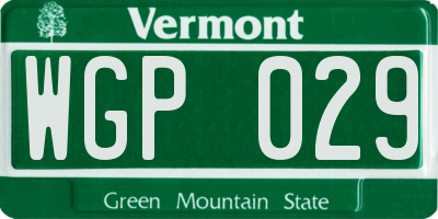 VT license plate WGP029