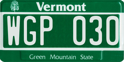 VT license plate WGP030