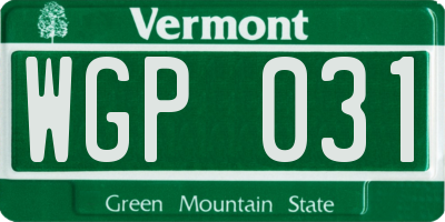 VT license plate WGP031