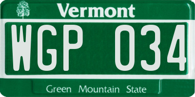 VT license plate WGP034
