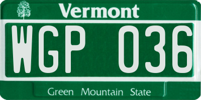 VT license plate WGP036