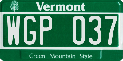 VT license plate WGP037