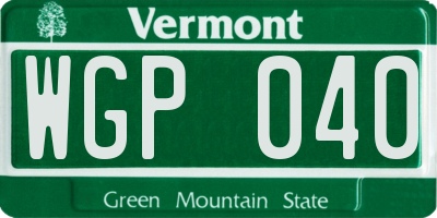 VT license plate WGP040