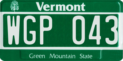 VT license plate WGP043