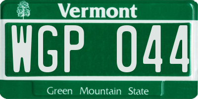 VT license plate WGP044