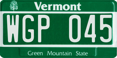 VT license plate WGP045
