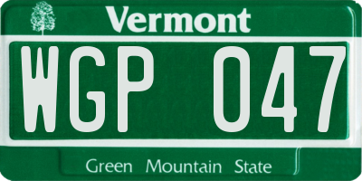 VT license plate WGP047