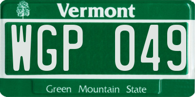 VT license plate WGP049