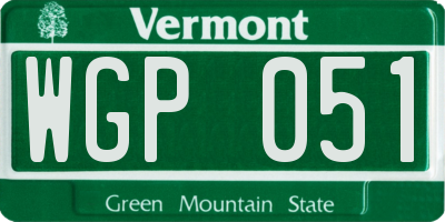 VT license plate WGP051