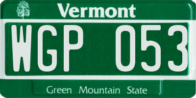 VT license plate WGP053