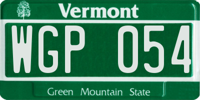 VT license plate WGP054