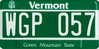 VT license plate WGP057