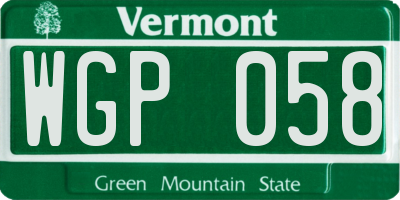 VT license plate WGP058