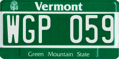 VT license plate WGP059