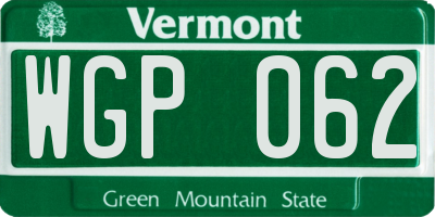 VT license plate WGP062