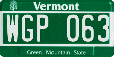 VT license plate WGP063