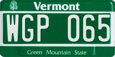 VT license plate WGP065
