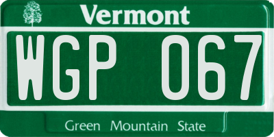 VT license plate WGP067