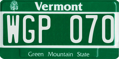 VT license plate WGP070