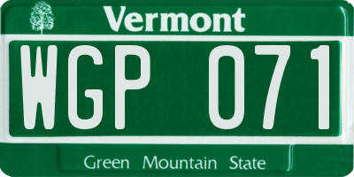 VT license plate WGP071
