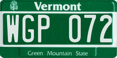 VT license plate WGP072