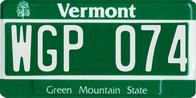 VT license plate WGP074