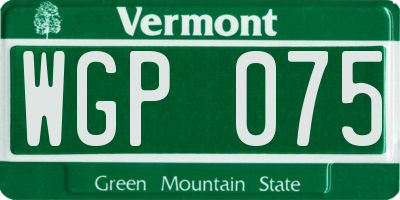 VT license plate WGP075