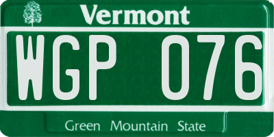 VT license plate WGP076
