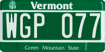 VT license plate WGP077