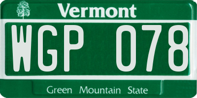 VT license plate WGP078