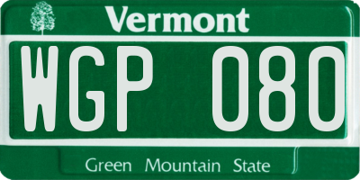 VT license plate WGP080