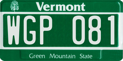 VT license plate WGP081