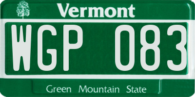 VT license plate WGP083
