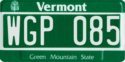 VT license plate WGP085