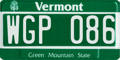 VT license plate WGP086