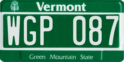 VT license plate WGP087